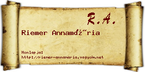 Riemer Annamária névjegykártya